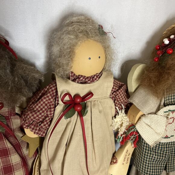 Vintage VTG Lot of Four LIZZIE HIGH Wooden Dolls Christmas Angels LADIES - Picture 6 of 11